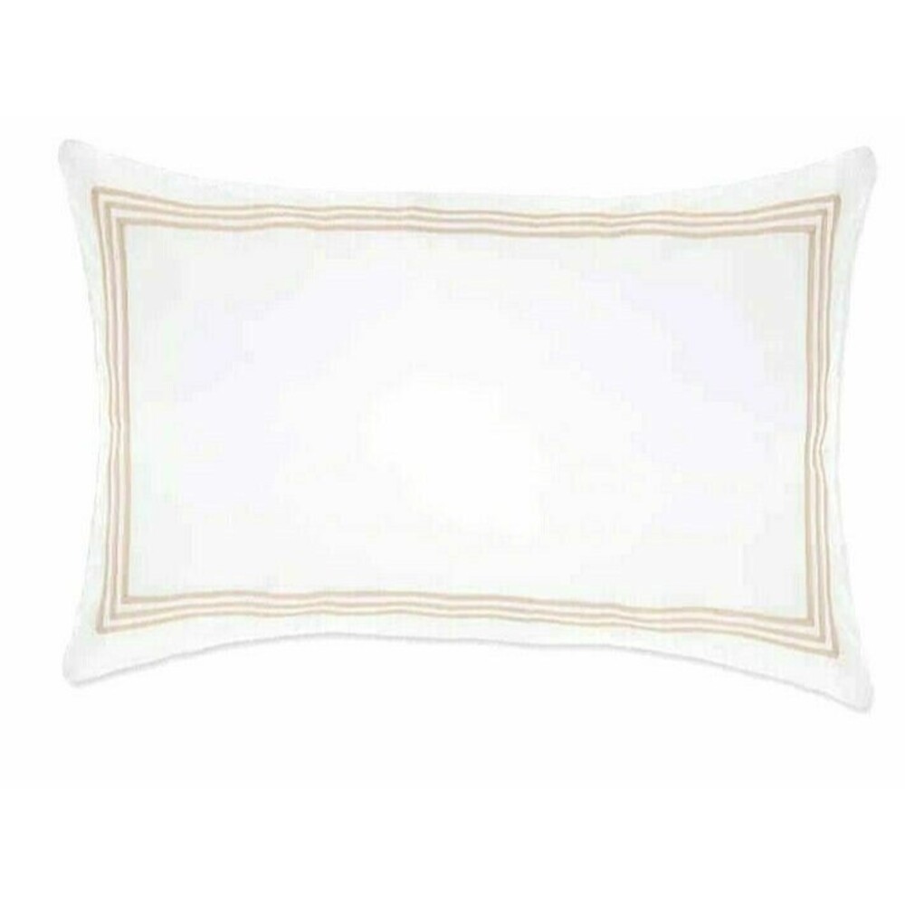 Wamsutta Luxury King Pillow Shams Triple Baratta Stripe Set of 2 White Taupe